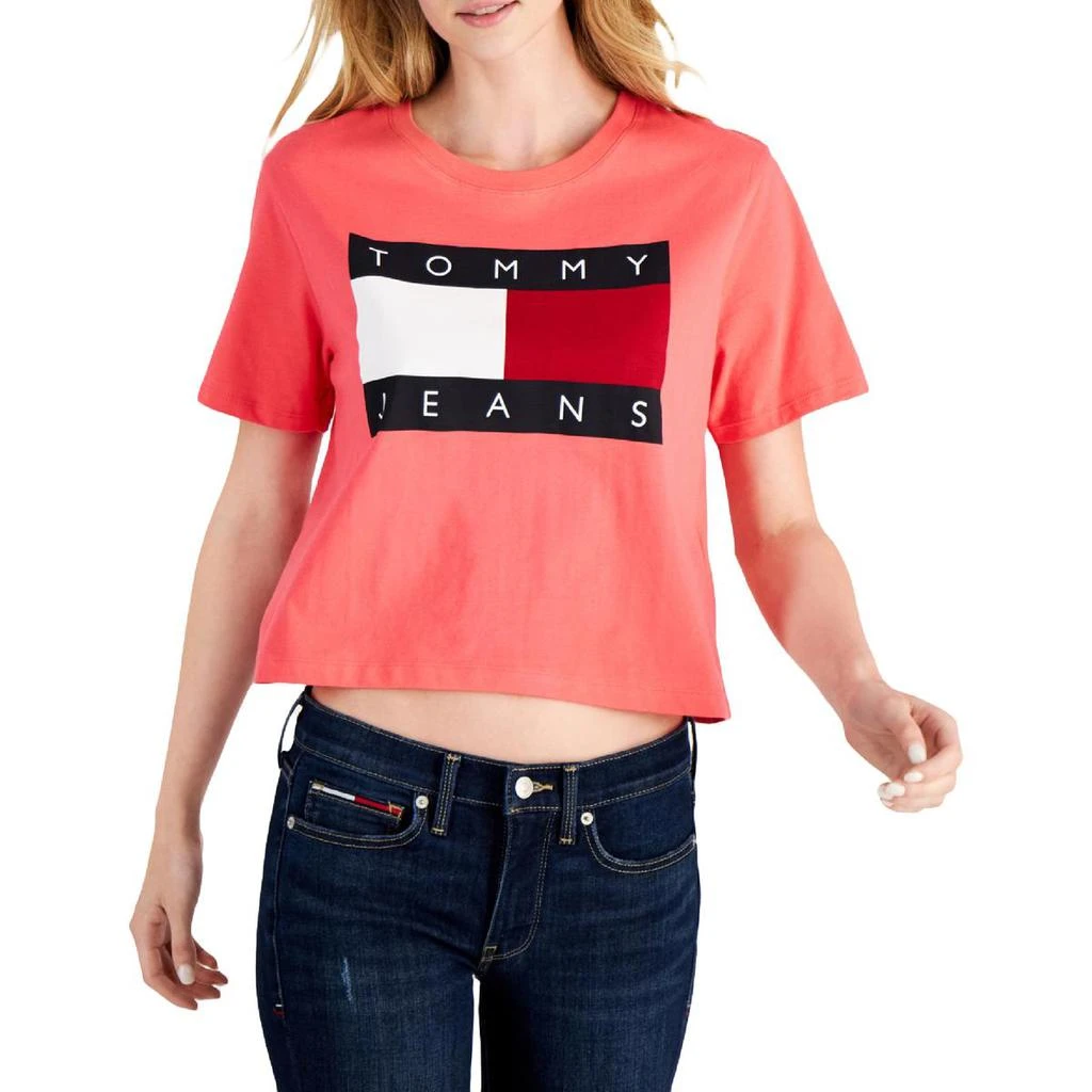 商品Tommy Jeans|Tommy Jeans Womens Knit Crewneck Graphic T-Shirt,价格¥115,第1张图片