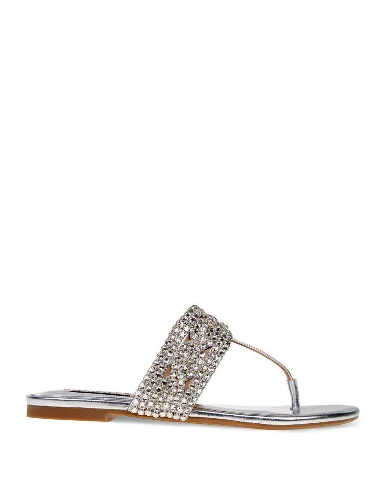 商品Badgley Mischka|Women's Trent Embellished Metallic Leather Thong Sandals,价格¥506,第2张图片详细描述