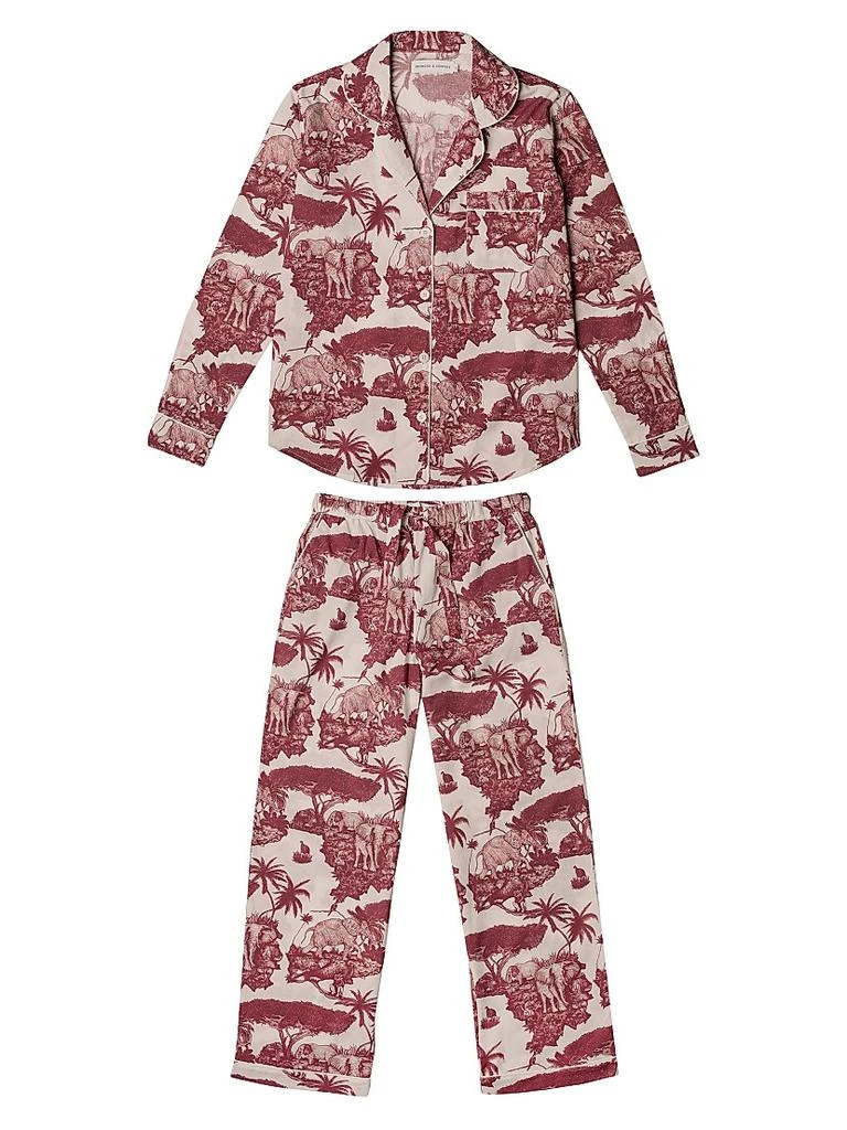 商品Desmond & Dempsey|Loxodonta Print Cotton Pajama Set,价格¥1807,第1张图片