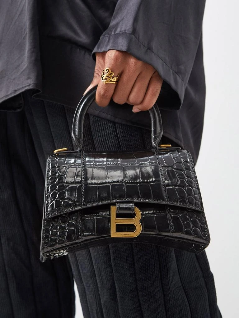 商品Balenciaga|Hourglass XS crocodile-effect leather bag,价格¥22585,第3张图片详细描述