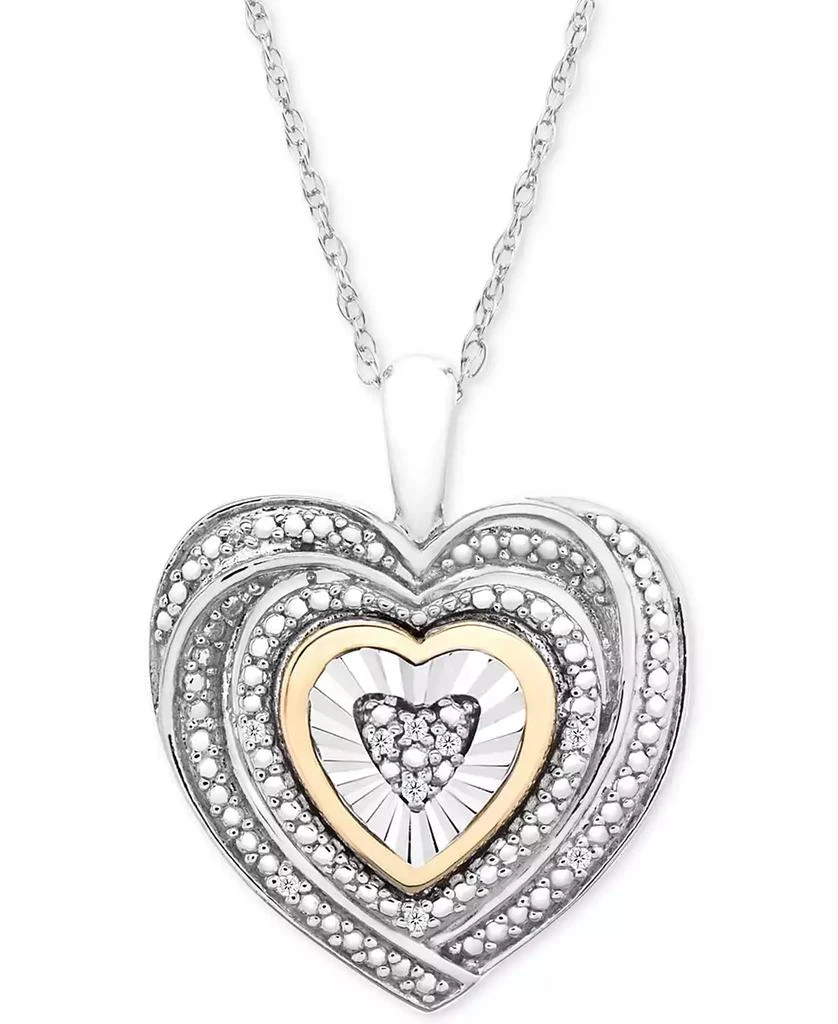 商品Macy's|Diamond Accent Two-Tone Heart Pendant Necklace in Sterling Silver and 10k Gold,价格¥226,第1张图片