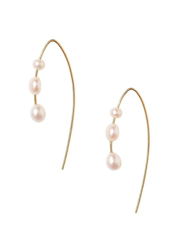商品Chan Luu|18K Gold-Plate & Freshwater Pearl Thread-Through Wire Earrings,价格¥709,第1张图片