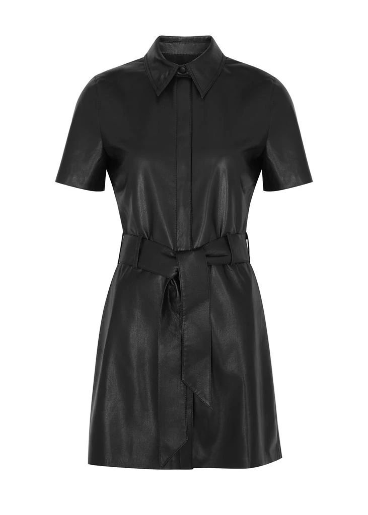 商品Nanushka|Hali black vegan leather shirt dress,价格¥4590,第1张图片