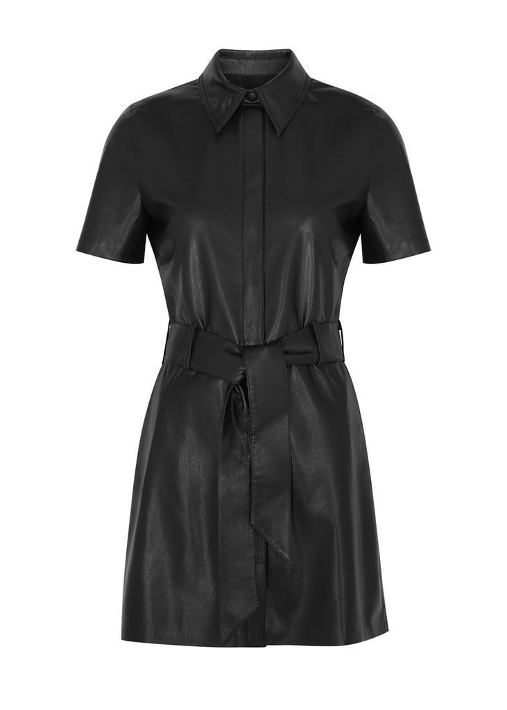 商品Nanushka|Hali black vegan leather shirt dress,价格¥3876,第1张图片