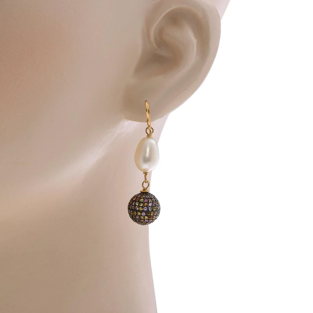 商品Zydo|Zydo Sterling Silver, Multicolored Sapphire 9.80ct. tw. and Pearl 8mm Drop Earrings,价格¥17597,第2张图片详细描述