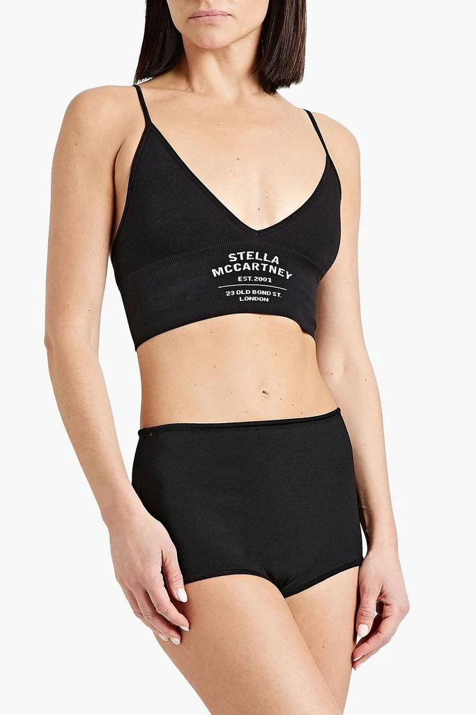 商品Stella McCartney|Printed ribbed jersey cotton-blend sports bra,价格¥331,第2张图片详细描述