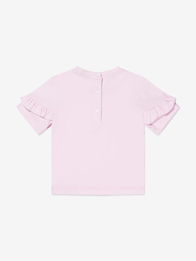 Balmain Pink Baby Girls Logo Print T-Shirt商品第2张图片规格展示