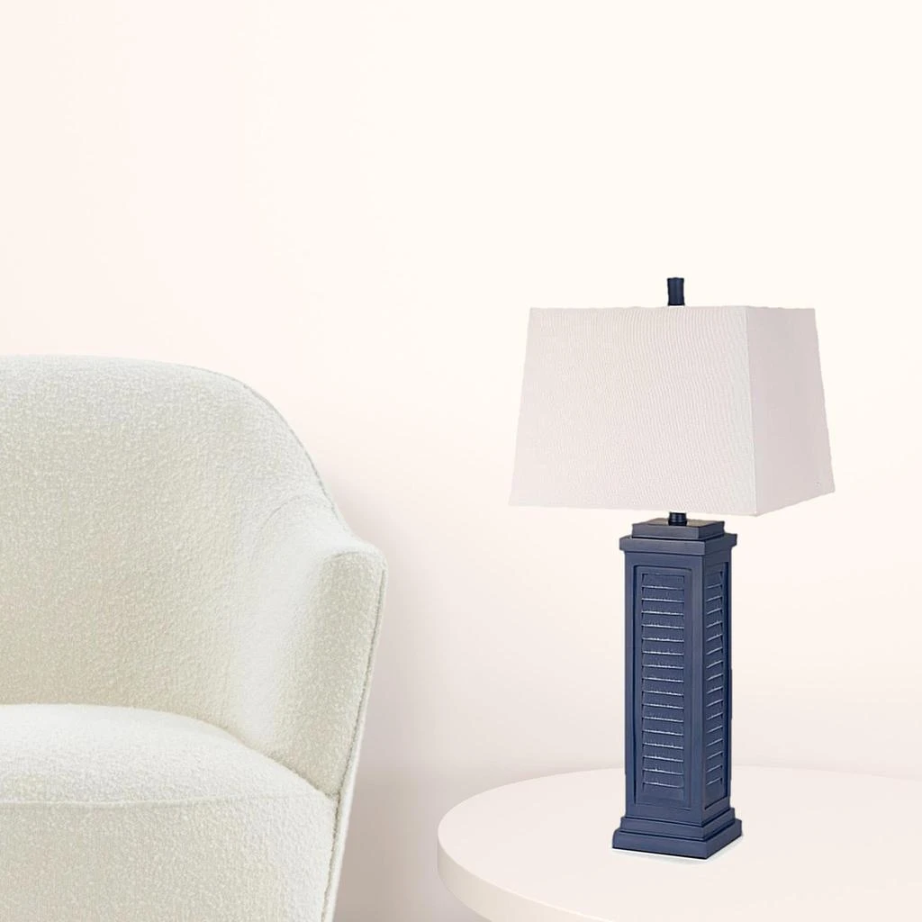 商品Homezia|Set Of Two 32" Blue Shutter USB Table Lamps With White Square Shades,价格¥2010,第2张图片详细描述