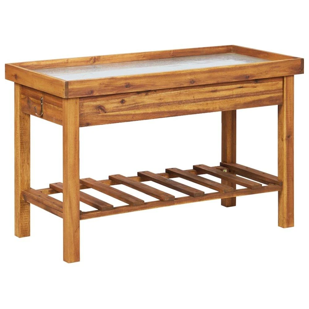 商品VidaXL|Garden Work Bench with Zinc Top Solid Acacia Wood, 46561,价格¥2368,第2张图片详细描述