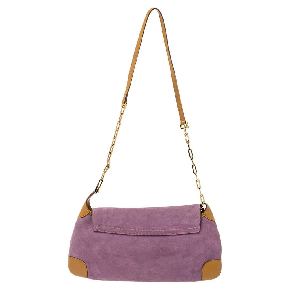 商品[二手商品] Gucci|Gucci Purple/Tan Suede and Leather Tiger Charm Shoulder Bag,价格¥3639,第4张图片详细描述