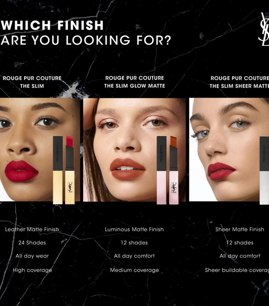 商品Yves Saint Laurent|Rouge Pur Couture The Slim Glow Matte Lipstick,价格¥374,第2张图片详细描述