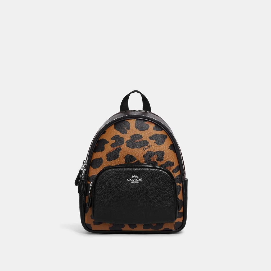 商品Coach|Coach Outlet Mini Court Backpack In Signature Canvas With Leopard Print,价格¥1490,第1张图片