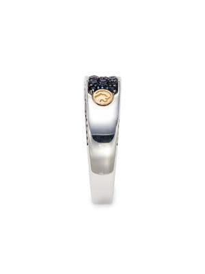 ​Sterling Silver, 18K Yellow Gold & Sapphire Band Ring商品第4张图片规格展示