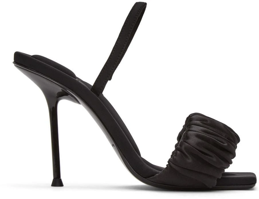商品Alexander Wang|Black Scrunchie Julie Heeled Sandals,价格¥4657,第1张图片