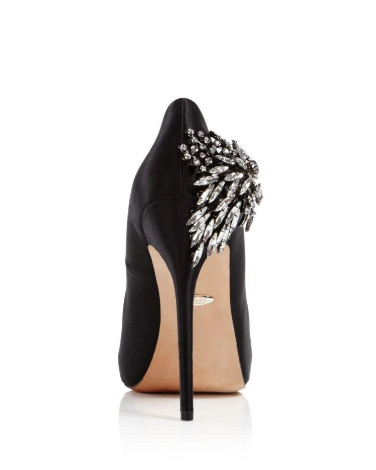 商品Badgley Mischka|丝缎露趾钻饰高跟鞋,价格¥981,第4张图片详细描述