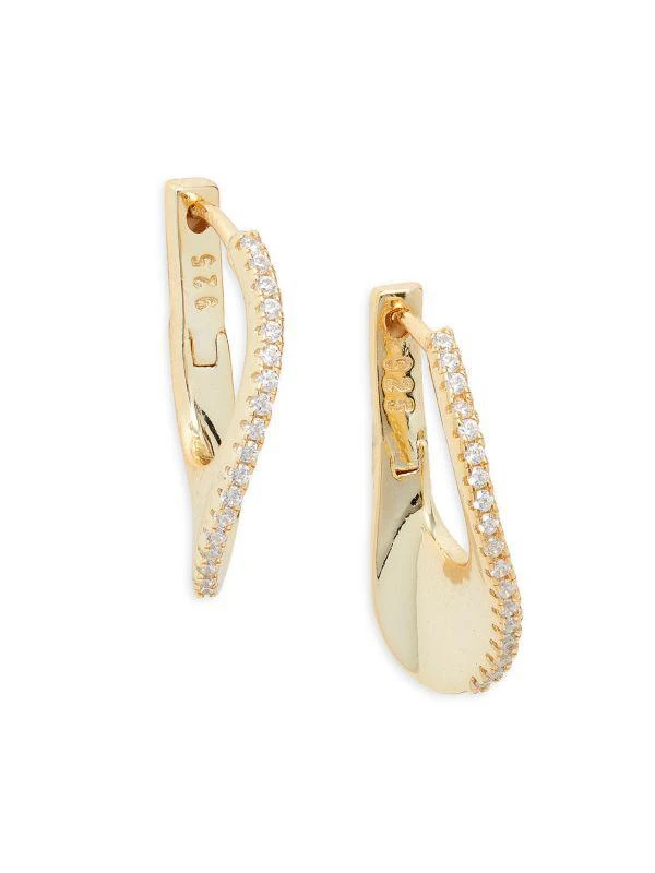商品Shashi|Surf 14K Goldplated Sterling Silver & Cubic Zirconia Hoop Earrings,价格¥318,第1张图片