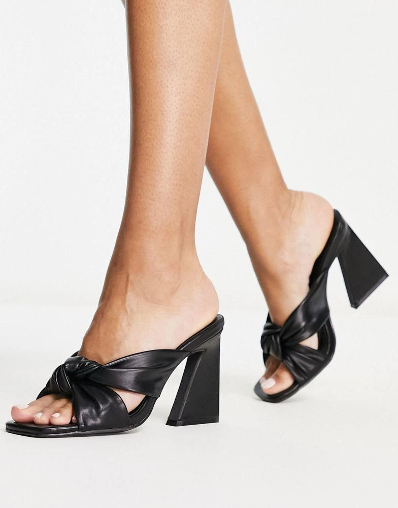 商品Truffle Collection|Truffle Collection knot front heeled mules in black,价格¥119,第1张图片