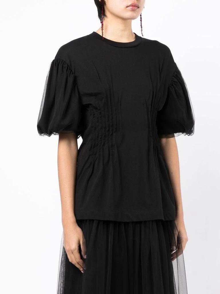 商品Simone Rocha|SIMONE ROCHA Cotton puff tulle sleeve t-shirt,价格¥1603,第3张图片详细描述