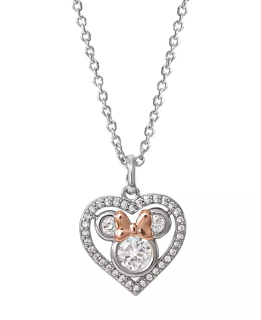 商品Disney|Cubic Zirconia Minnie Mouse Pendant Necklace in Sterling Silver & 18K Rose Gold-Plate, 16" + 2" extender,价格¥931,第1张图片