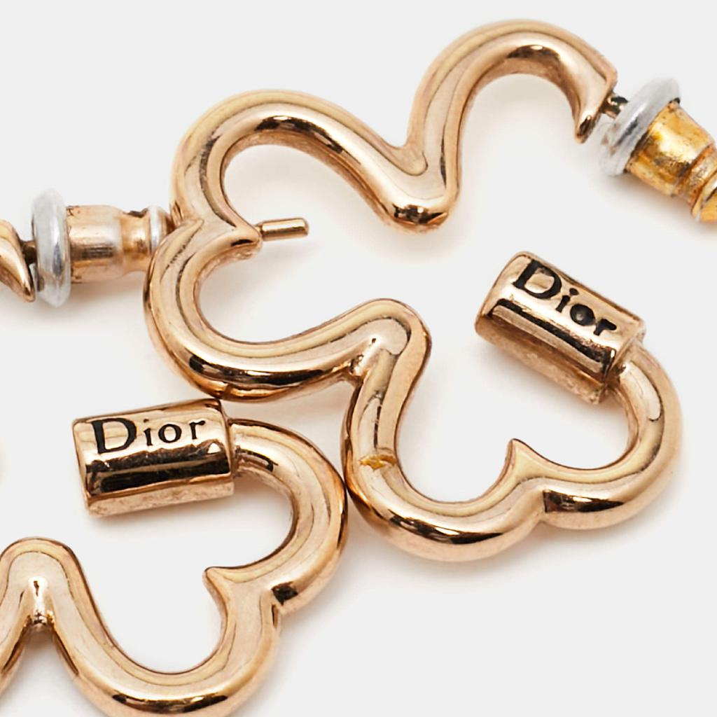 Dior Clover Heart Gold Tone Earrings商品第4张图片规格展示
