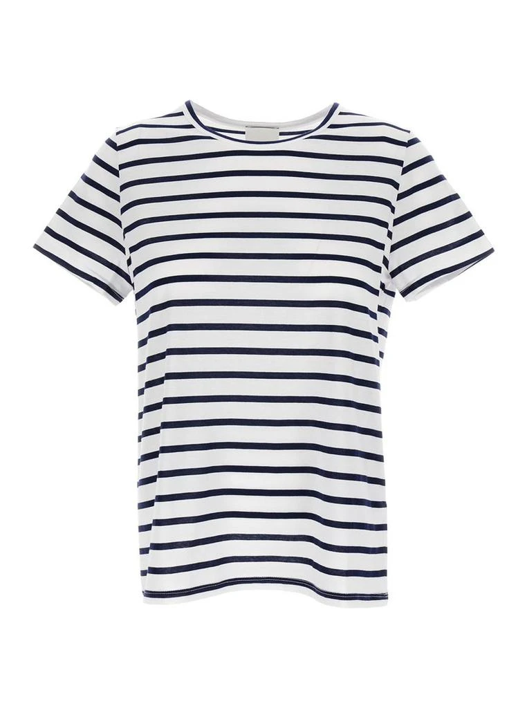 商品Allude|White Striped Crewneck T-Shirt in Cotton Woman,价格¥863,第1张图片