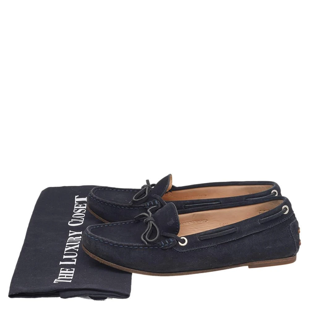 Tod's Navy Blue Leather Bow Slip On Loafers Size 36.5 商品
