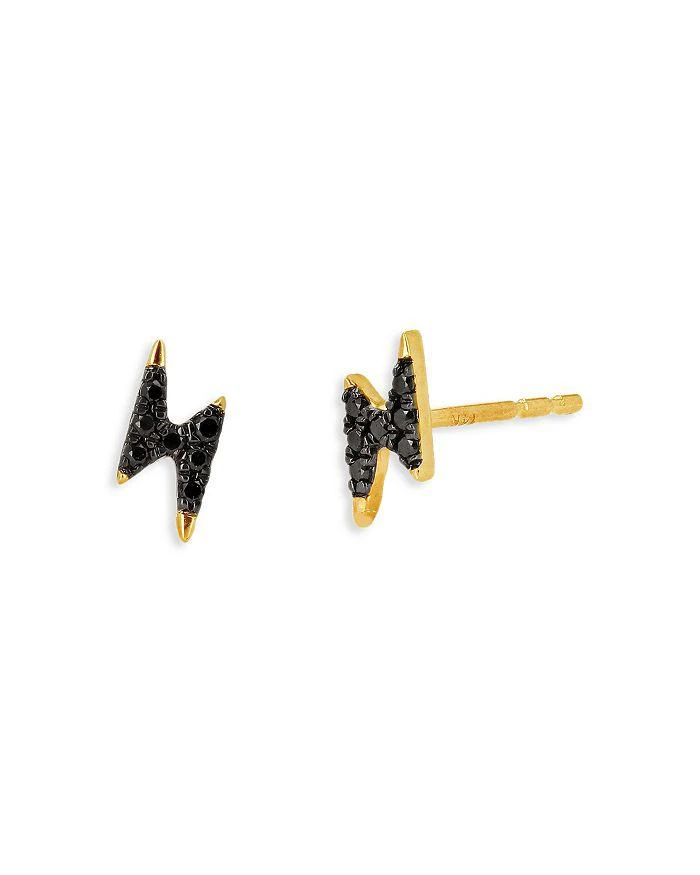商品Rachel Reid|14K Yellow Gold Black Diamond Lightning Bolt Stud Earrings,价格¥1389,第1张图片