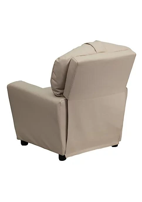 商品Flash Furniture|Furniture Contemporary Beige Vinyl Kids Recliner With Cup Holder,价格¥2175,第3张图片详细描述