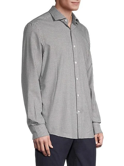 商品Zegna|Premium Micro-Check Cotton Shirt,价格¥832,第4张图片详细描述