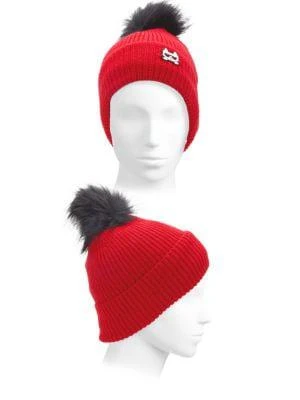 商品Karl Lagerfeld Paris|Logo Pom Pom Beanie,价格¥120,第2张图片详细描述