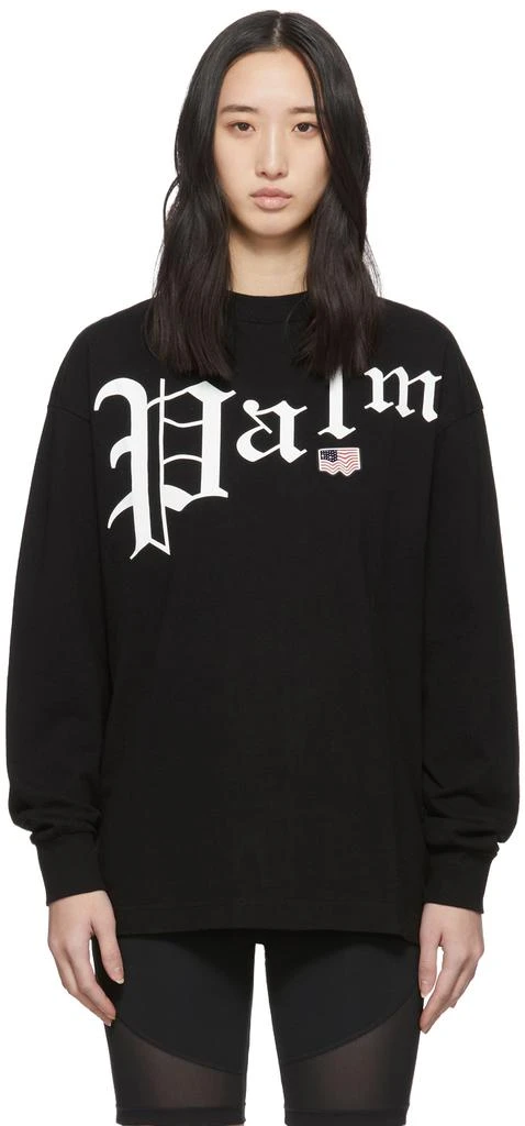 商品Palm Angels|Black New Gothic Long Sleeve T恤,价格¥1454,第1张图片