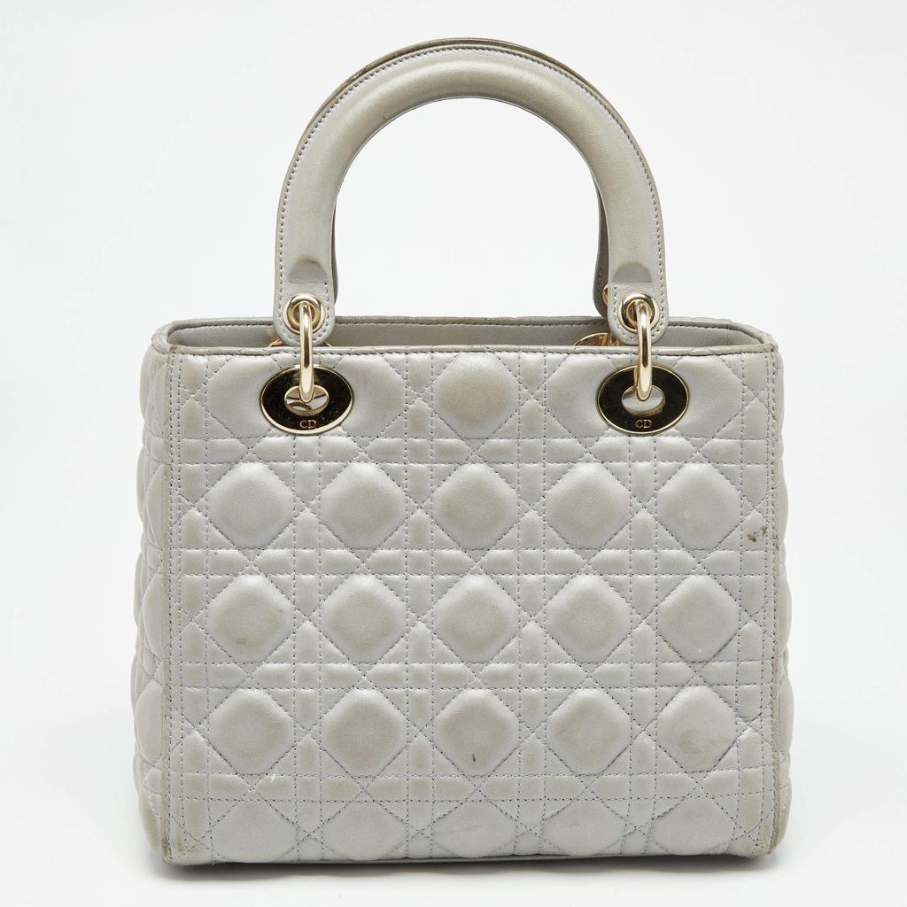 商品[二手商品] Dior|Dior Grey Cannage Leather Medium Lady Dior Tote,价格¥14353,第6张图片详细描述