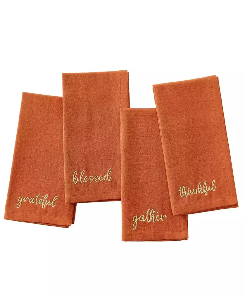 商品Elrene|Harvest Sentiment Embroidered Napkins, Set of 4,价格¥173,第2张图片详细描述