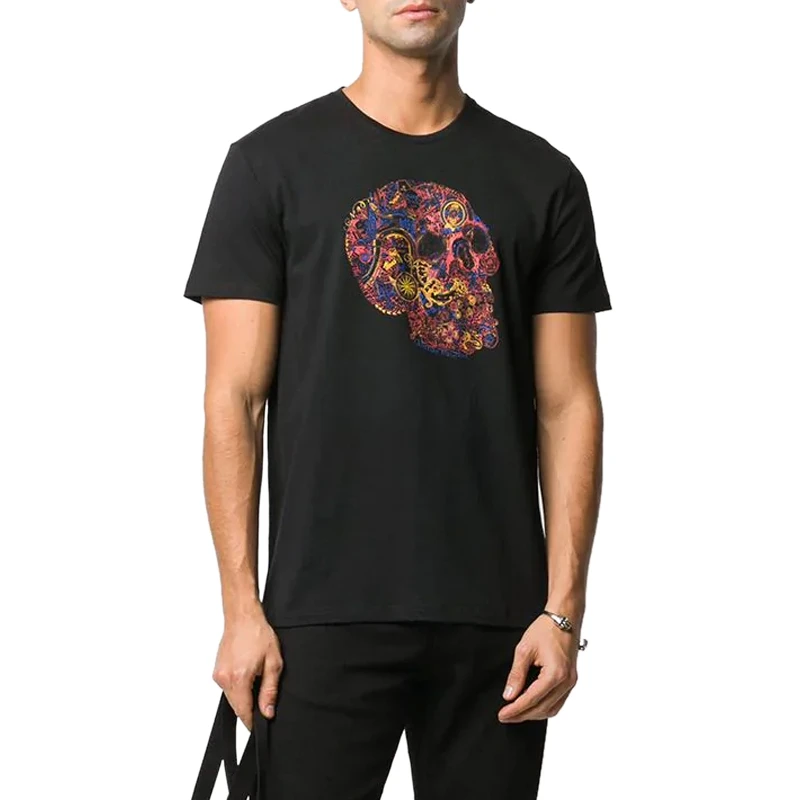 商品Alexander McQueen|ALEXANDER MCQUEEN 亚历山大·麦昆 男士黑色棉质T恤 649873-QQZ53-0901,价格¥1070,第1张图片