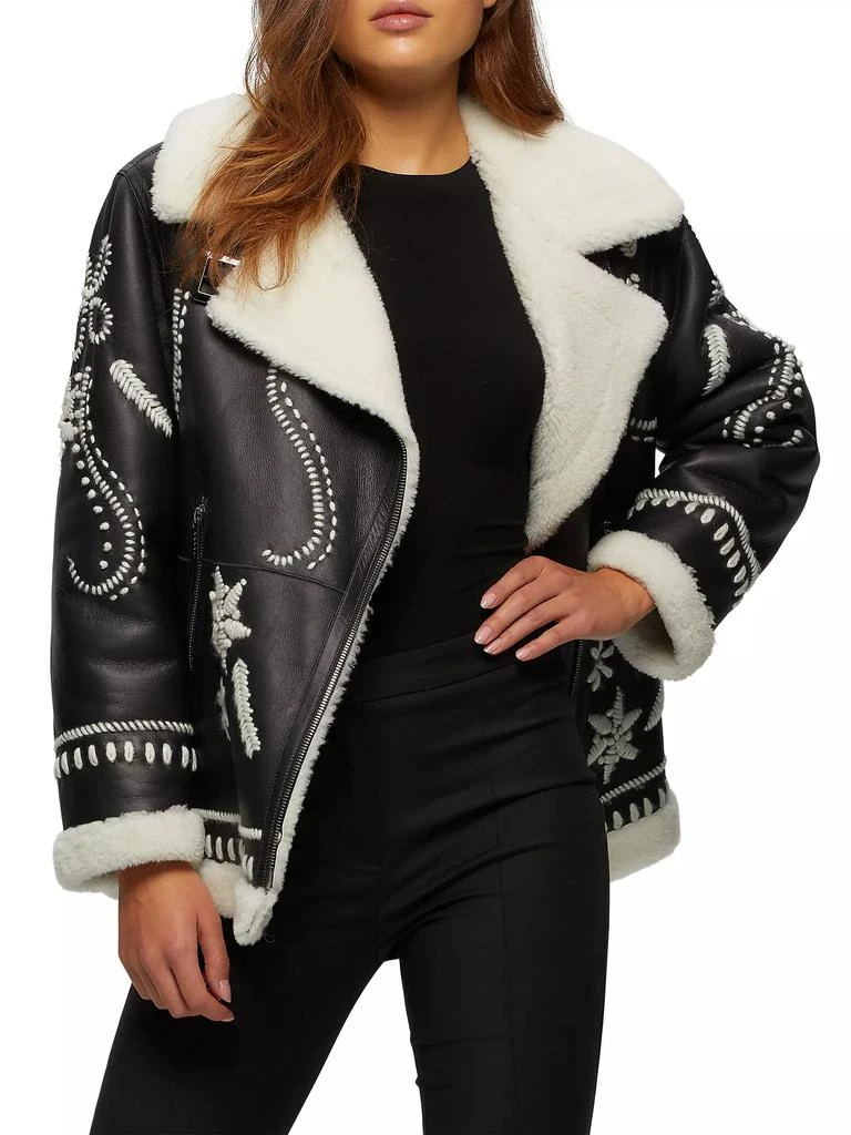 商品Gorski|Select Shearling Lamb Zip Jacket with Wool Embroidery,价格¥14468,第2张图片详细描述