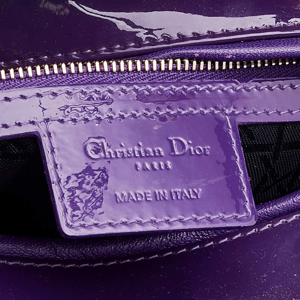 Dior Purple Cannage Patent Leather Large Lady Dior Tote商品第9张图片规格展示