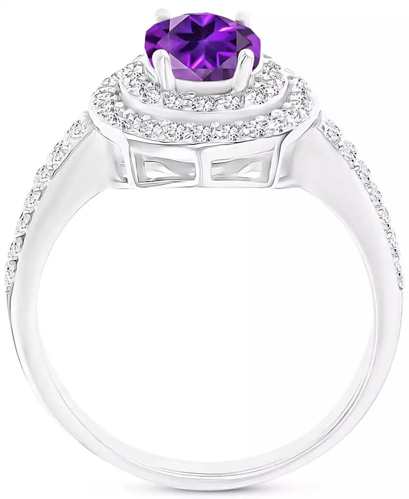 商品Macy's|Amethyst (1-1/20 ct. t.w.) & Lab-Grown White Sapphire (3/4 ct. t.w.) Oval Halo Birthstone Ring in Sterling Silver (Also in Additional Birthstones),价格¥238,第3张图片详细描述