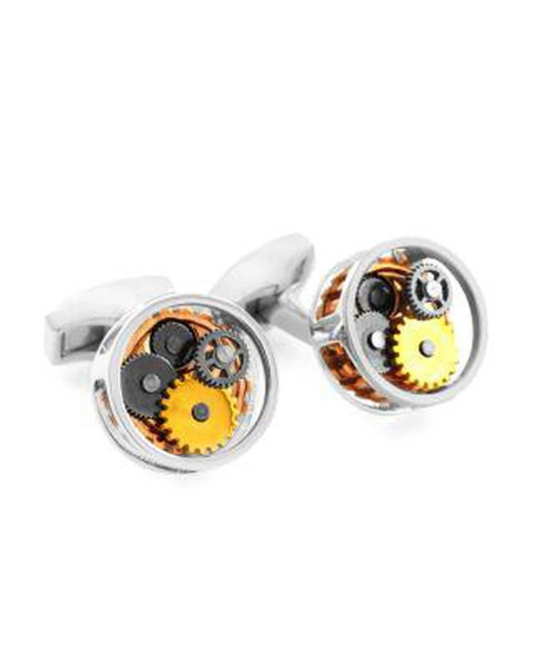 商品Tateossian|Rhodium Circle Open Gear Cufflinks,价格¥1684,第1张图片