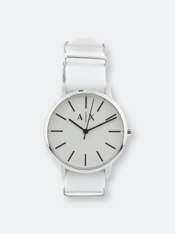 商品Armani Exchange|Armani Exchange Men's 3 Hand Canvas AX2713 Silver Japanese Quartz Fashion Watch ONE SIZE,价格¥476,第1张图片