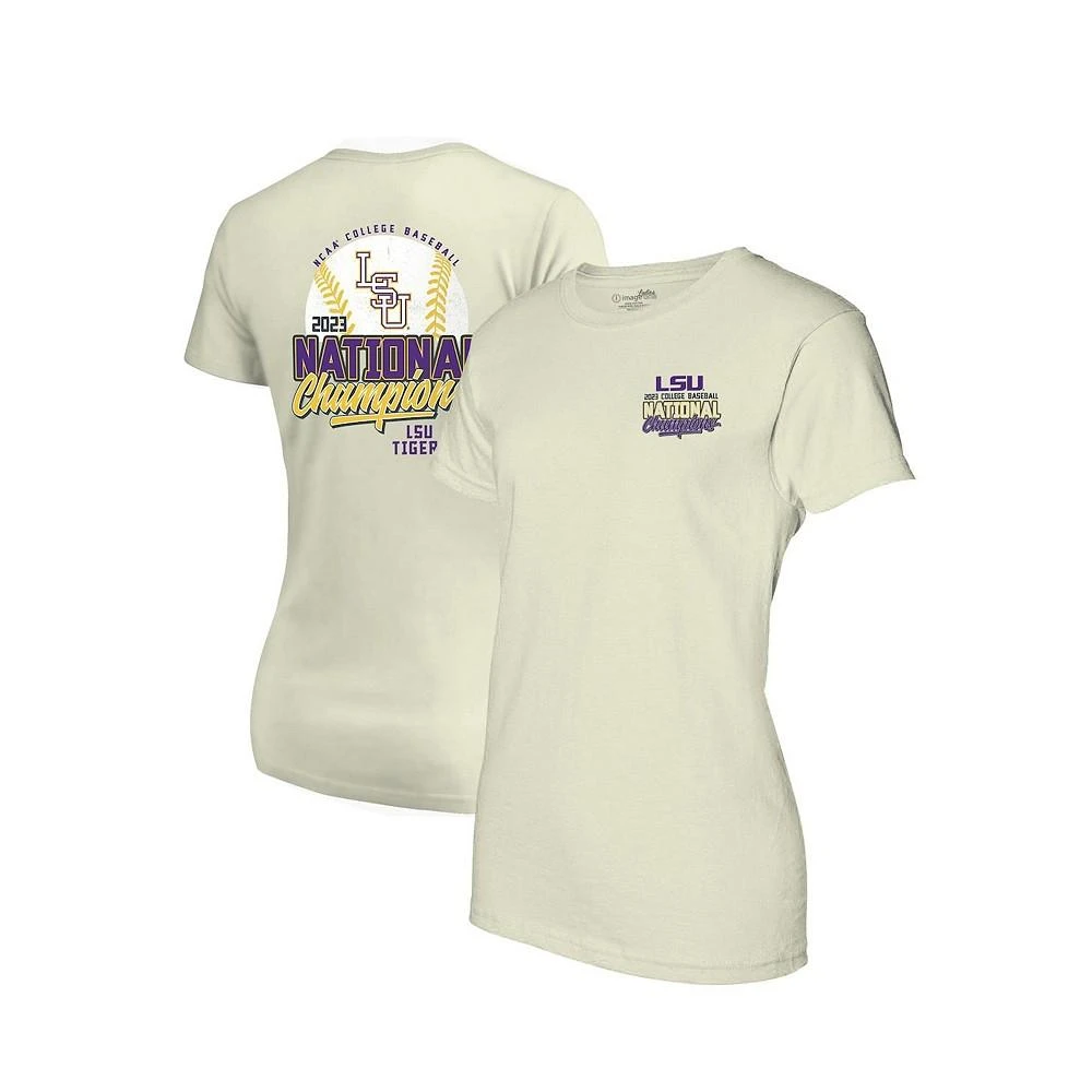 商品Image One|Women's Gold LSU Tigers 2023 NCAA Men's Baseball College World Series Champions Distressed Baseball T-shirt,价格¥225,第1张图片
