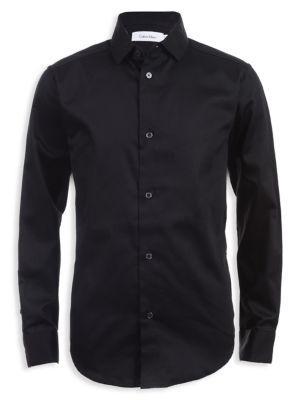 商品Calvin Klein|Boy's Modern-Fit Solid Sateen Long-Sleeve Shirt,价格¥175,第1张图片