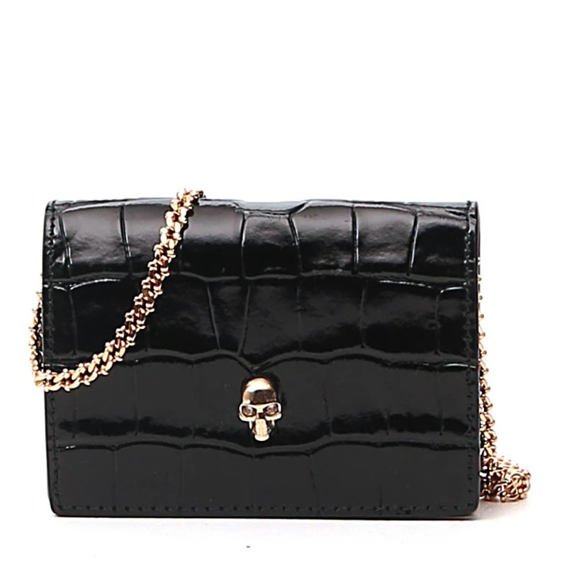 商品Alexander McQueen|ALEXANDER MCQUEEN 亚历山大·麦昆 女士黑色皮质单肩包 632032-1JM0G-1000,价格¥1562,第1张图片