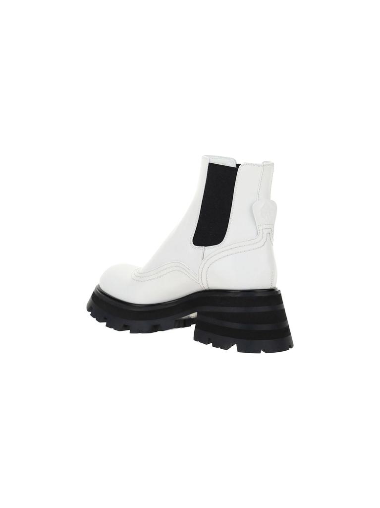 Alexander Mcqueen Women's  White Leather Ankle Boots商品第2张图片规格展示