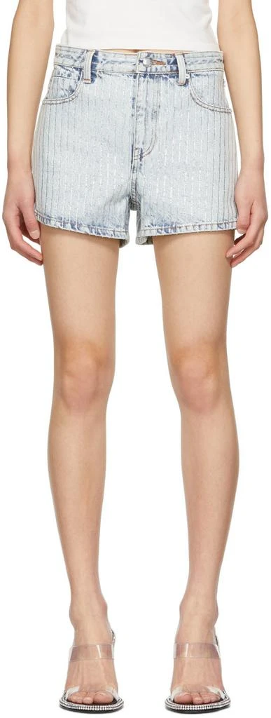 商品Alexander Wang|Blue Crystal Stripe Bite Shorts,价格¥1538,第1张图片