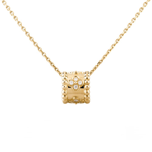  Van Cleef & Arpels/梵克雅宝  经典Perlée™三叶草系列 18K金黄金镶钻三叶草项链 VCARO3YG00商品第1张图片规格展示