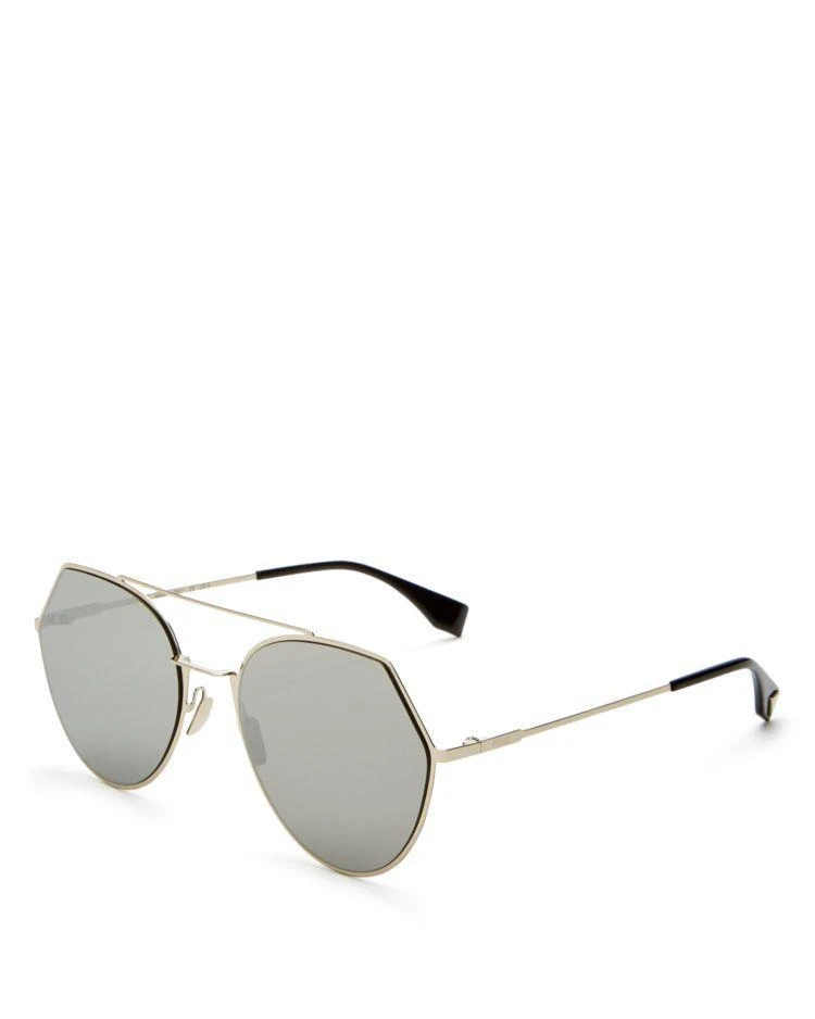 商品Fendi|Women's Mirrored Brow Bar Round Sunglasses, 55mm,价格¥3476,第2张图片详细描述