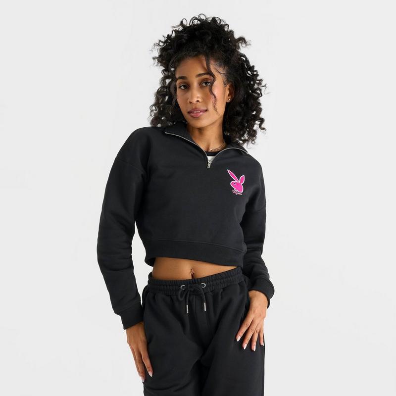 Women's Playboy Script Crop Quarter-Zip Sweatshirt – On Sale Now
