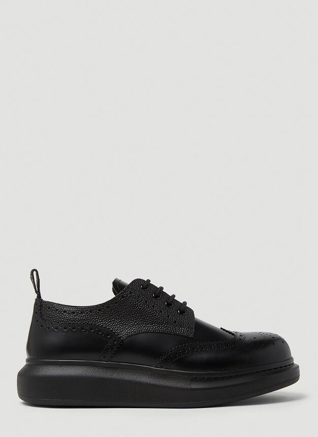 Platform Brogue Lace-Up Shoes in Black商品第1张图片规格展示
