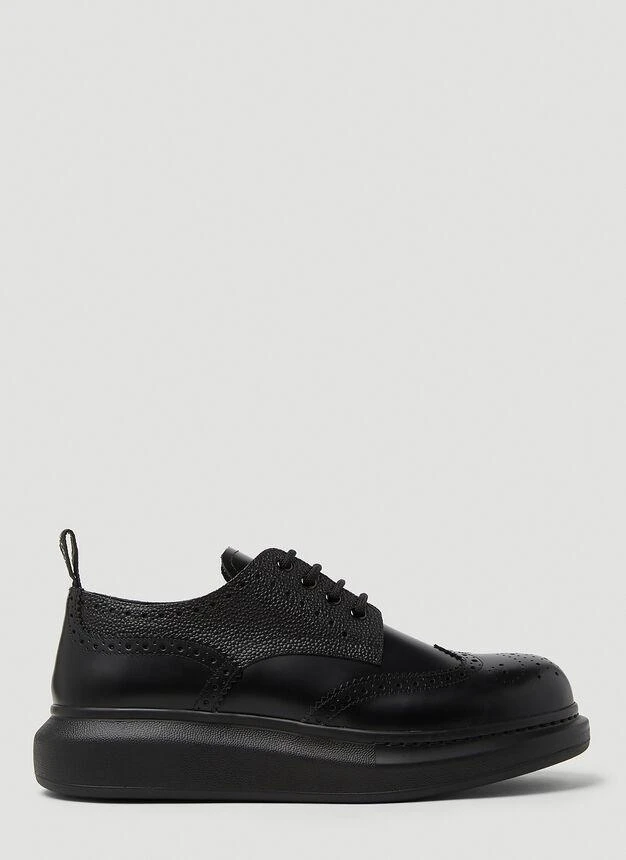 商品Alexander McQueen|Platform Brogue Lace-Up Shoes in Black,价格¥3881,第1张图片