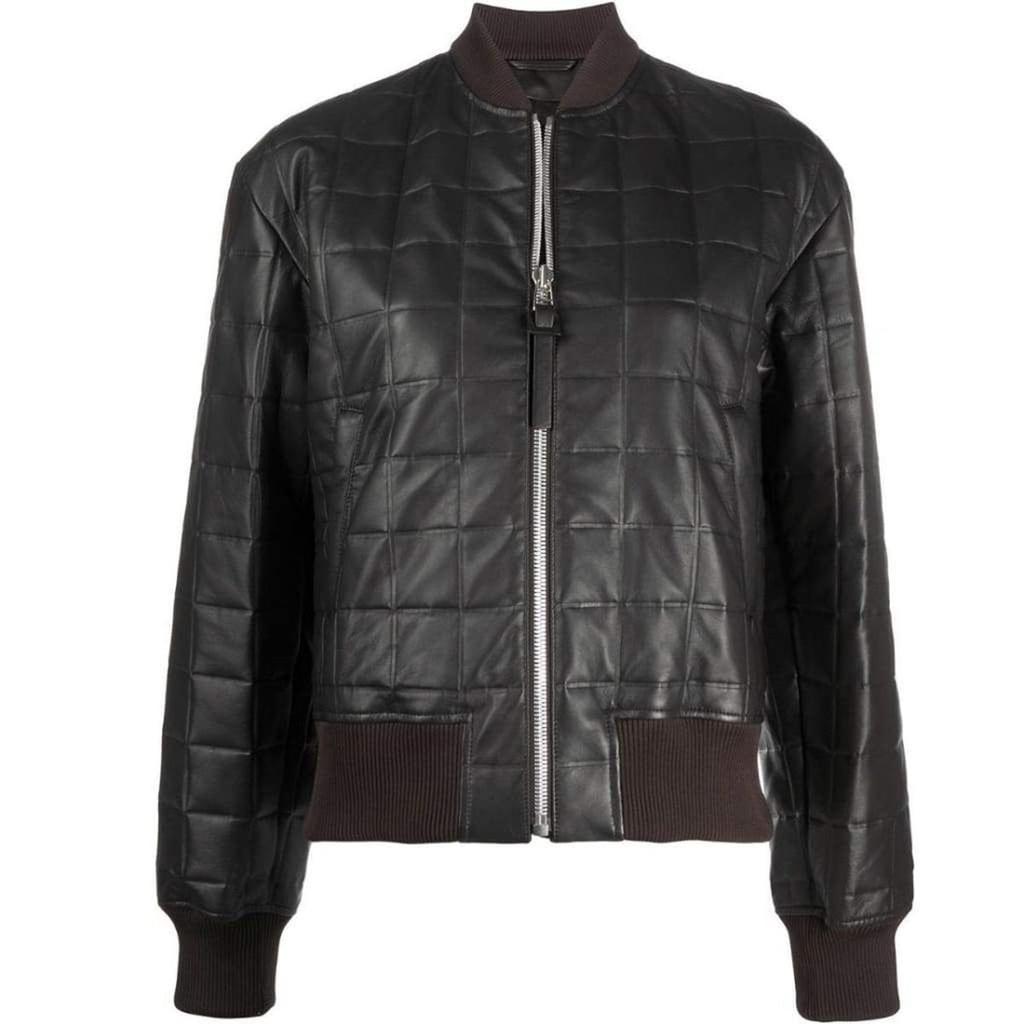 Quilted Leather Bomber Jacket商品第1张图片规格展示